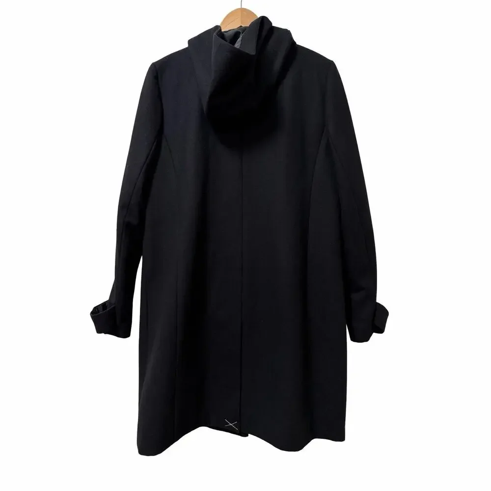 J Crew Womens Toggle Wool Blend Long Coat Size 14 Black Heavyweight Winter Coat‎ - Picture 3 of 14